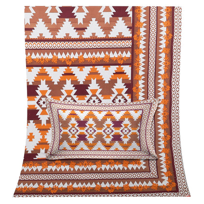 108/108 Colours of Joy 100% Cotton Jumbo Size Double Bedsheet with 2 Pillow Covers, Vibrant & Breathable Fabric - HLB72