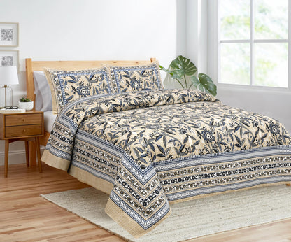 108/108 Darbar Viscose Mix Jumbo Size Double Bedsheet with 2 Pillow Covers, Traditional Design & Cozy Comfort - HLB58