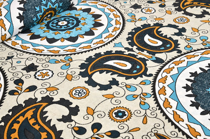 108/108 Darbar Viscose Mix Jumbo Size Double Bedsheet with 2 Pillow Covers, Traditional Design & Cozy Comfort - HLB58