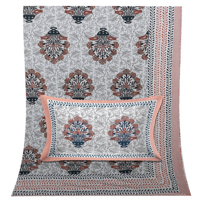 108/108 Empire 100% Cotton Jumbo Size Double Bedsheet with 2 Pillow Covers, Elegant Look & Cozy Feel - HLB68