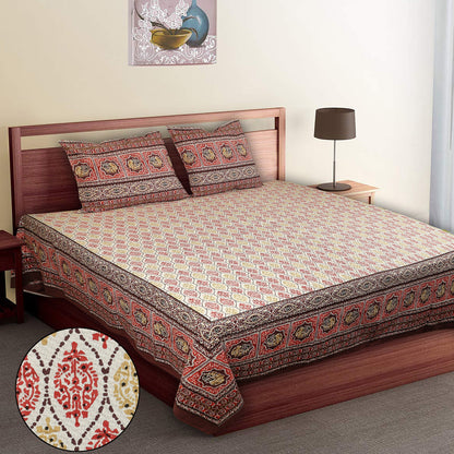 108/108 Empire 100% Cotton Jumbo Size Double Bedsheet with 2 Pillow Covers, Elegant Look & Cozy Feel - HLB68