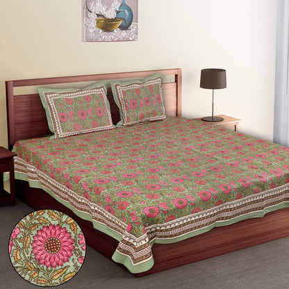 108/108 Empire 100% Cotton Jumbo Size Double Bedsheet with 2 Pillow Covers, Elegant Look & Cozy Feel - HLB68
