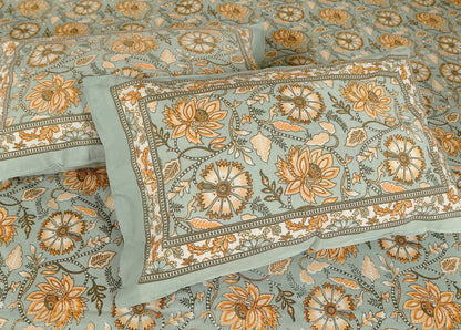 108/108 Empire 100% Cotton Jumbo Size Double Bedsheet with 2 Pillow Covers, Elegant Look & Cozy Feel - HLB68