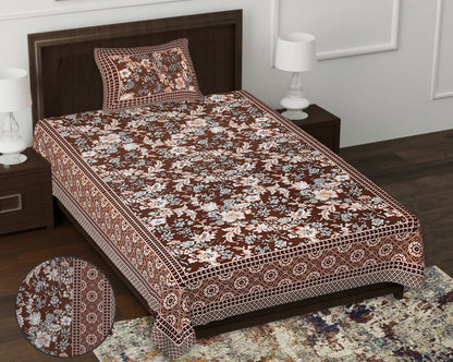 63" Forever 100% Cotton Single Bedsheet with 1 Pillow Cover, Cozy & Breathable Fabric - HLB05