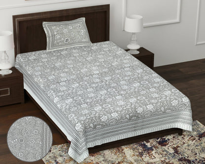 63" Forever 100% Cotton Single Bedsheet with 1 Pillow Cover, Cozy & Breathable Fabric - HLB05