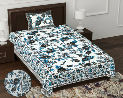 63" Forever 100% Cotton Single Bedsheet with 1 Pillow Cover, Cozy & Breathable Fabric - HLB05