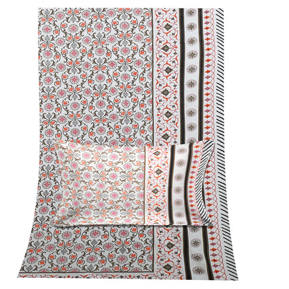 90/108 Fortune 100% Cotton Standard King Size Double Bedsheet with 2 Pillow Covers, Premium Comfort & Smooth Texture - HLB09
