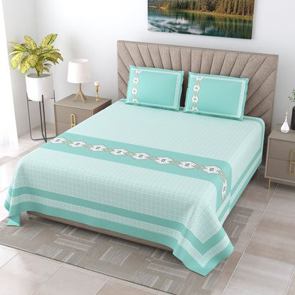 108/108 G-20 100% Cotton Jumbo Size Double Bedsheet with 2 Pillow Covers, Soft Texture & Breathable Fabric - HLB67