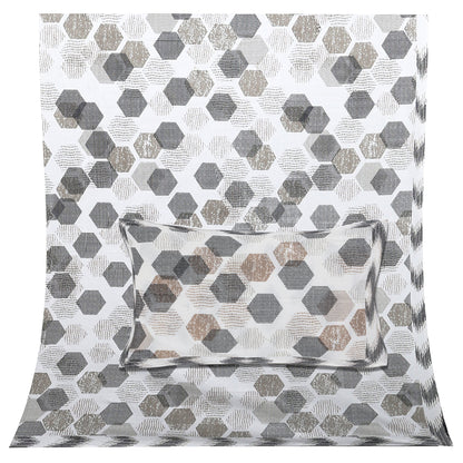 70/100 Geometrical 100% Cotton Single Bedsheet with 2 Pillow Covers, Soft & Elegant Design - HLB11