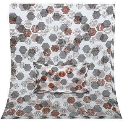 70/100 Geometrical 100% Cotton Single Bedsheet with 2 Pillow Covers, Soft & Elegant Design - HLB11