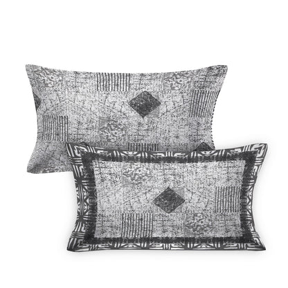 108/108 Geometrical 100% Cotton Jumbo Size Double Bedsheet with 2 Pillow Covers, Modern Design & Ultra-Soft Feel - HLB70