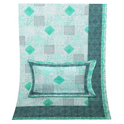 70/100 Geometrical 100% Cotton Single Bedsheet with 2 Pillow Covers, Soft & Elegant Design - HLB11
