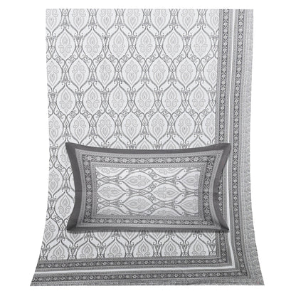 70/100 Geometrical 100% Cotton Single Bedsheet with 2 Pillow Covers, Soft & Elegant Design - HLB11
