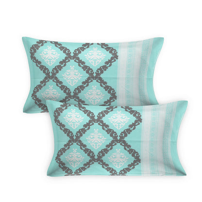 108/108 Geometrical 100% Cotton Jumbo Size Double Bedsheet with 2 Pillow Covers, Modern Design & Ultra-Soft Feel - HLB70