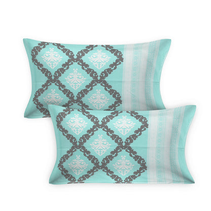 108/108 Geometrical 100% Cotton Jumbo Size Double Bedsheet with 2 Pillow Covers, Modern Design & Ultra-Soft Feel - HLB70