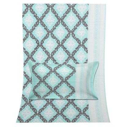 108/108 Geometrical 100% Cotton Jumbo Size Double Bedsheet with 2 Pillow Covers, Modern Design & Ultra-Soft Feel - HLB70