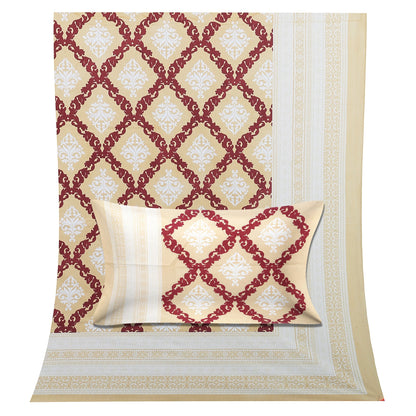 108/108 Geometrical 100% Cotton Jumbo Size Double Bedsheet with 2 Pillow Covers, Modern Design & Ultra-Soft Feel - HLB70