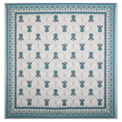 108/108 Hastkala 100% Cotton Jumbo Size Double Bedsheet with 2 Pillow Covers, Traditional Craft & Premium Comfort - HLB69