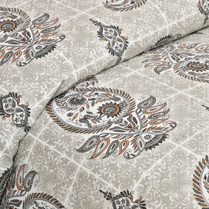 100/108 Katha Art 100% Cotton Super King Size Double Bedsheet with 2 Pillow Covers, Luxurious & Traditional Prints - HLB44