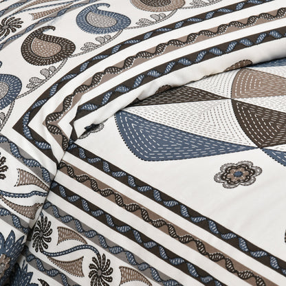 100/108 Katha Art 100% Cotton Super King Size Double Bedsheet with 2 Pillow Covers, Luxurious & Traditional Prints - HLB44