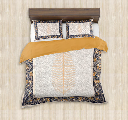100/108 Mansi Gold Viscose Mix Super King Size Double Bedsheet with 2 Pillow Covers, Luxury Touch & Elegant Design - HLB36