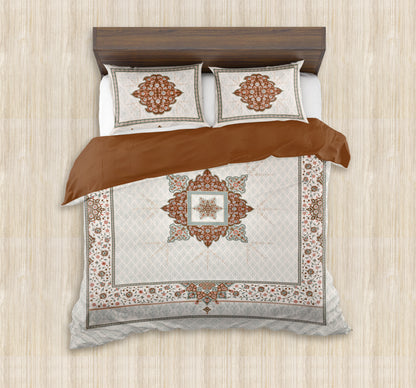 100/108 Mansi Gold Viscose Mix Super King Size Double Bedsheet with 2 Pillow Covers, Luxury Touch & Elegant Design - HLB36
