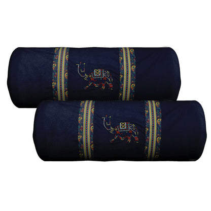 Patch Work 100% Cotton Deewan Set (1 Bedsheet + 2 Bolster Covers + 5 Cushion Covers), Handcrafted & Soft Fabric - HLB02