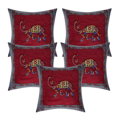 Patch Work 100% Cotton Deewan Set (1 Bedsheet + 2 Bolster Covers + 5 Cushion Covers), Handcrafted & Soft Fabric - HLB02