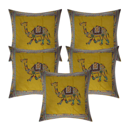 Patch Work 100% Cotton Deewan Set (1 Bedsheet + 2 Bolster Covers + 5 Cushion Covers), Handcrafted & Soft Fabric - HLB02