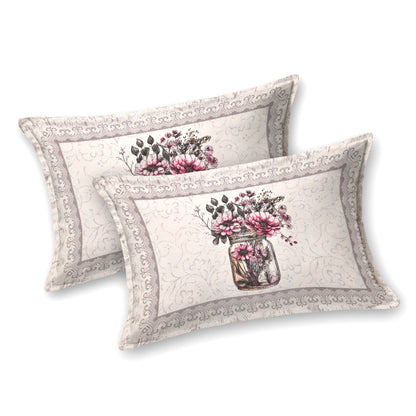 100/108 Photo Frame Viscose Mix Super King Size Double Bedsheet with 2 Pillow Covers, Artistic Prints & Soft Fabric - HLB29