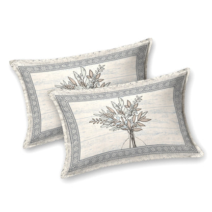 100/108 Photo Frame Viscose Mix Super King Size Double Bedsheet with 2 Pillow Covers, Artistic Prints & Soft Fabric - HLB29