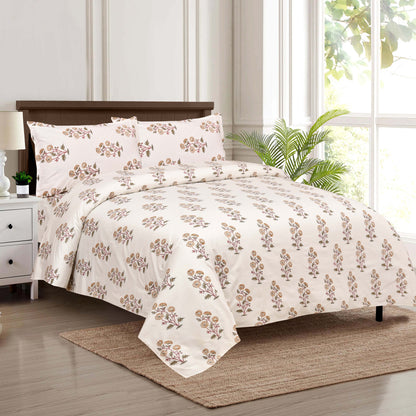 100/108 Pushpa Viscose Mix Super King Size Double Bedsheet with 2 Pillow Covers, Floral Design & Premium Comfort - HLB31