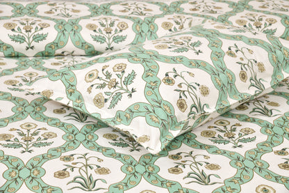 100/108 Pushpa Viscose Mix Super King Size Double Bedsheet with 2 Pillow Covers, Floral Design & Premium Comfort - HLB31