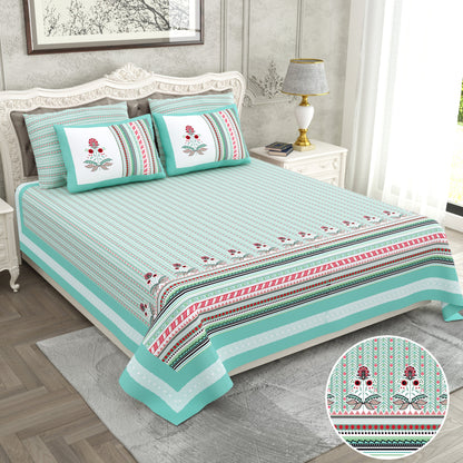 120/120 Raider 100% Cotton Super Jumbo King Size Double Bedsheet with 2 Pillow Covers, Luxurious & Skin-Friendly Fabric - HLB78