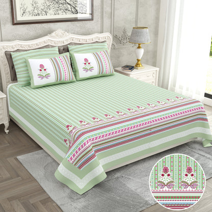 120/120 Raider 100% Cotton Super Jumbo King Size Double Bedsheet with 2 Pillow Covers, Luxurious & Skin-Friendly Fabric - HLB78