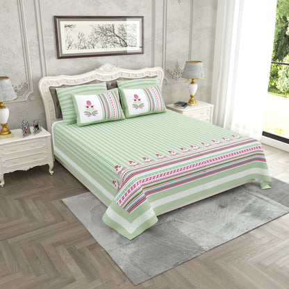 120/120 Raider 100% Cotton Super Jumbo King Size Double Bedsheet with 2 Pillow Covers, Luxurious & Skin-Friendly Fabric - HLB78
