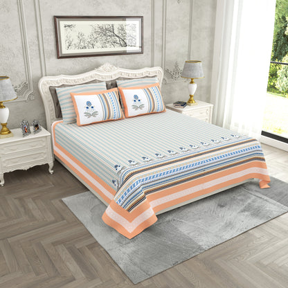 120/120 Raider 100% Cotton Super Jumbo King Size Double Bedsheet with 2 Pillow Covers, Luxurious & Skin-Friendly Fabric - HLB78