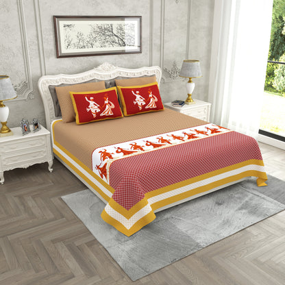 120/120 Raider 100% Cotton Super Jumbo King Size Double Bedsheet with 2 Pillow Covers, Luxurious & Skin-Friendly Fabric - HLB78