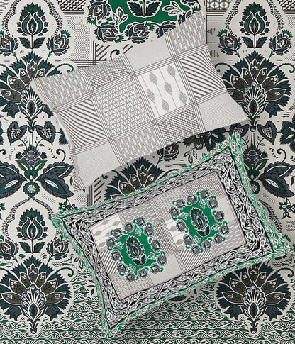 108/108 Rajwadi Viscose Mix Jumbo Size Double Bedsheet with 2 Pillow Covers, Rich Look & Vibrant Design - HLB61