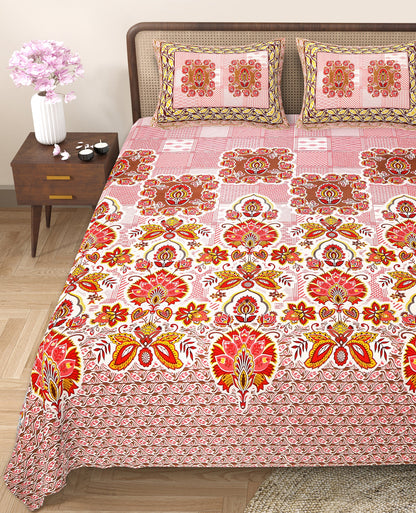 108/108 Rajwadi Viscose Mix Jumbo Size Double Bedsheet with 2 Pillow Covers, Rich Look & Vibrant Design - HLB61