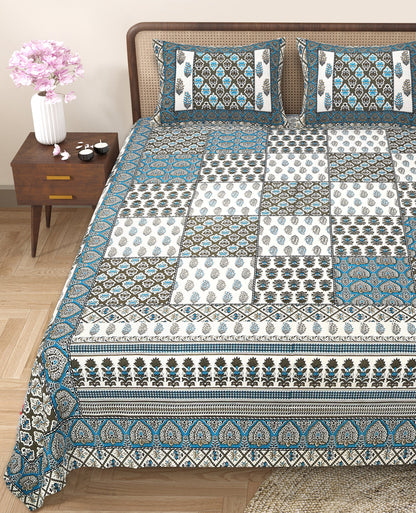 108/108 Rajwadi Viscose Mix Jumbo Size Double Bedsheet with 2 Pillow Covers, Rich Look & Vibrant Design - HLB61
