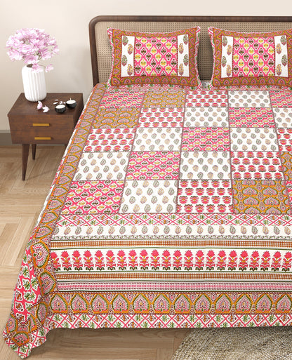 108/108 Rajwadi Viscose Mix Jumbo Size Double Bedsheet with 2 Pillow Covers, Rich Look & Vibrant Design - HLB61
