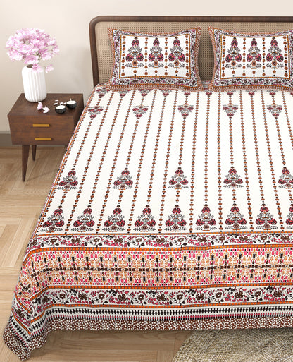 108/108 Rajwadi Viscose Mix Jumbo Size Double Bedsheet with 2 Pillow Covers, Rich Look & Vibrant Design - HLB61