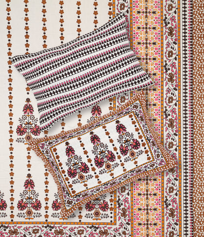 108/108 Rajwadi Viscose Mix Jumbo Size Double Bedsheet with 2 Pillow Covers, Rich Look & Vibrant Design - HLB61