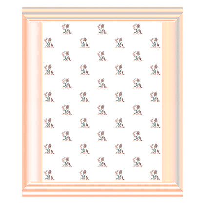108/108 Real Handblock 100% Cotton Jumbo Size Double Bedsheet with 2 Pillow Covers, Authentic Craft & Soft Fabric - HLB74