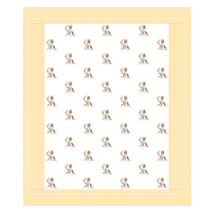 108/108 Real Handblock 100% Cotton Jumbo Size Double Bedsheet with 2 Pillow Covers, Authentic Craft & Soft Fabric - HLB74
