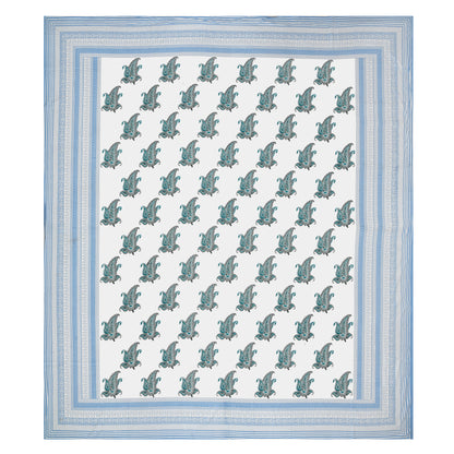 108/108 Real Handblock 100% Cotton Jumbo Size Double Bedsheet with 2 Pillow Covers, Authentic Craft & Soft Fabric - HLB74