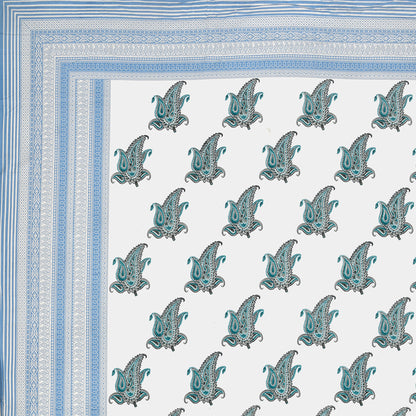 108/108 Real Handblock 100% Cotton Jumbo Size Double Bedsheet with 2 Pillow Covers, Authentic Craft & Soft Fabric - HLB74