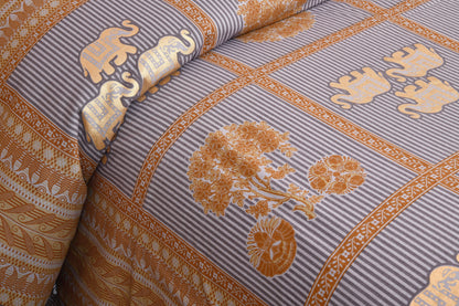 100/108 Rose Gold 100% Cotton Super King Size Double Bedsheet with 2 Pillow Covers, Luxurious Touch & Soft Finish - HLB50