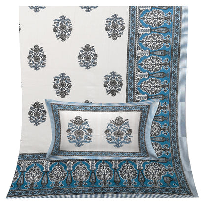 100/108 Utsav 100% Cotton Super King Size Double Bedsheet with 2 Pillow Covers, Festive & Vibrant Design - HLB46
